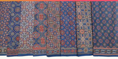 Ajrakh pattern sarees by Shree Suchitra 2